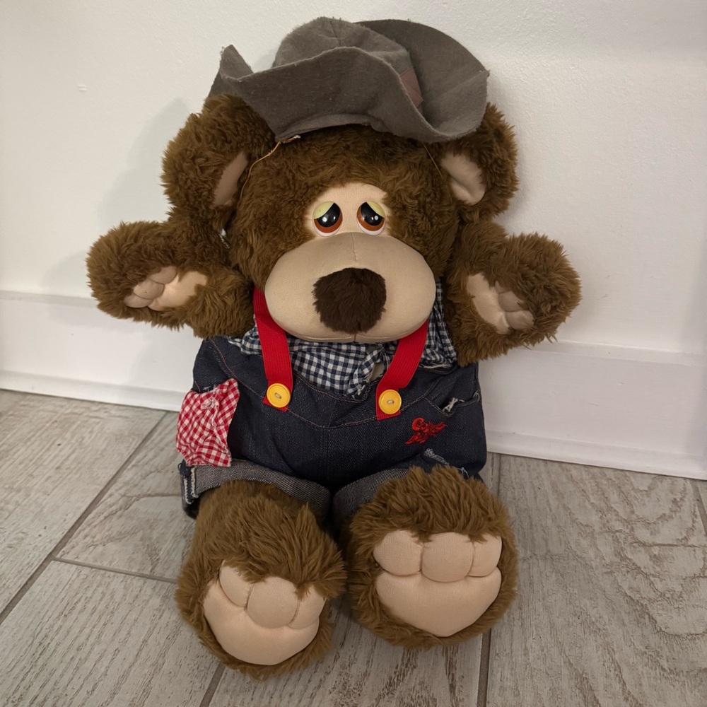 Country Bears Vintage 1985 Plush 16” Uncle Tyler‎ Marchon Suspenders Overalls